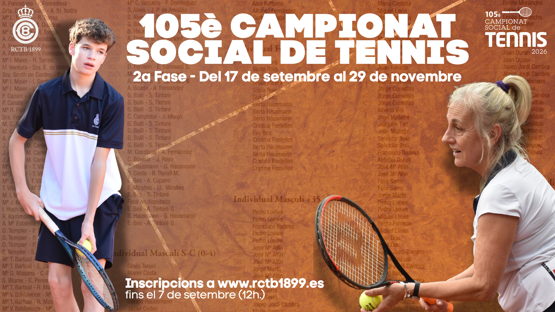 Inscripcions 2a Fase 105 Campionat Social de Tennis