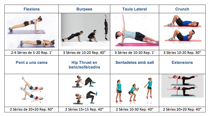 Tabla de ejercicios para aumentar masa muscular