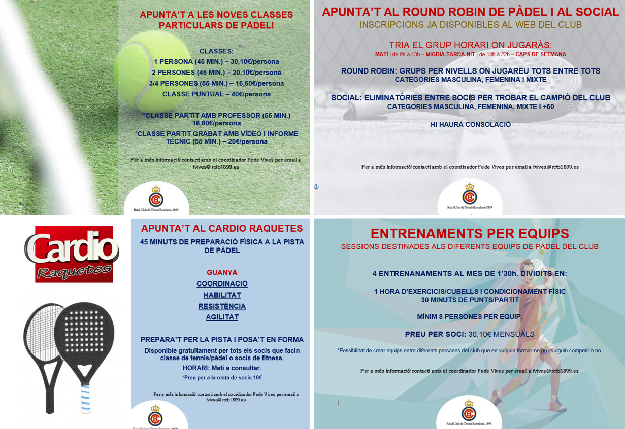 Disponibles cuatro nuevas actividades de pádel Disponibles cuatro nuevas actividades de pádel