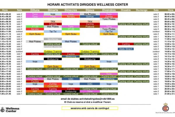 Cambio de horarios y de sesiones de las Actividades Dirigidas 