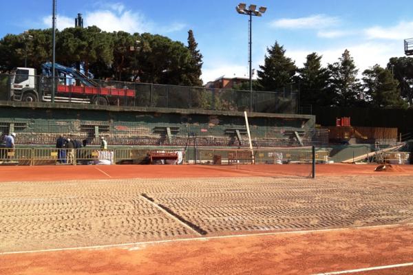 Obras en la Pista Central del Trofeo Conde de Godó