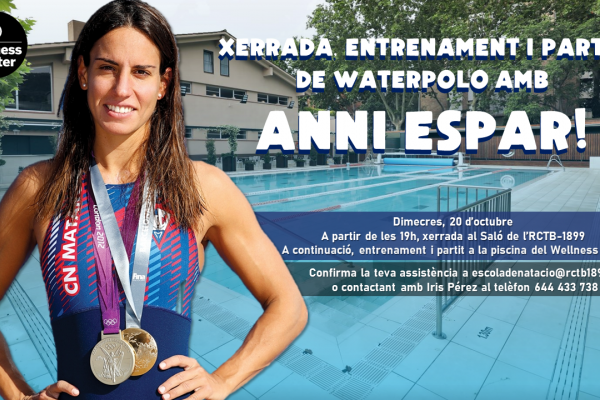 Anni Espar visita l’RCTB-1899 i juga un partit de waterpolo amb els socis/es