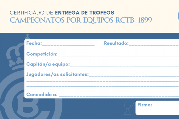 Certificat d'entrega de trofeus