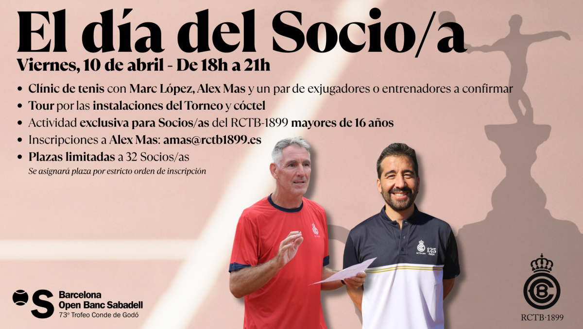 El viernes 10 de abril celebramos el Dia del Socio/a. ¡Inscríbete y participa en el Clínic que se organitzarà para Socios y Socias!