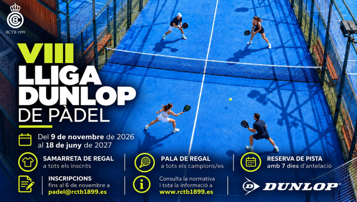 Inscriu-te i participa a la VIII Lliga Dunlop de Pàdel que es disputa del 9 de novembre de 2026 al 18 de juny de 2027