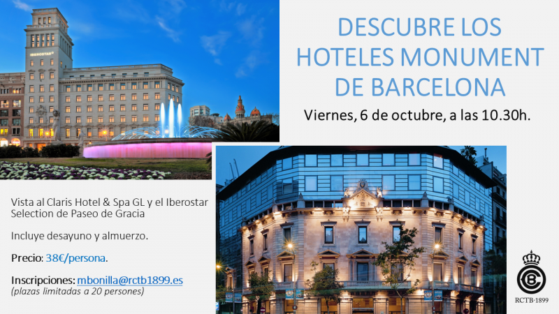 Descubre los Hoteles Monument de Barcelona (6 de octubre)
