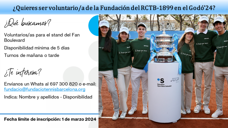 ¿Quieres ser voluntario/a de la Fundación Tenis Barcelona durante el Godó 2024?